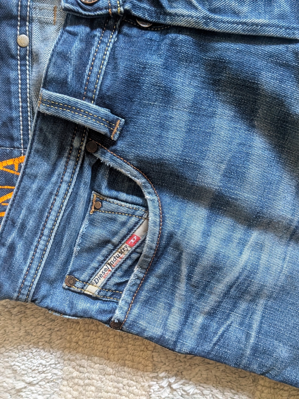 Diesel Blue Denim Jeans with Contrast Stitching